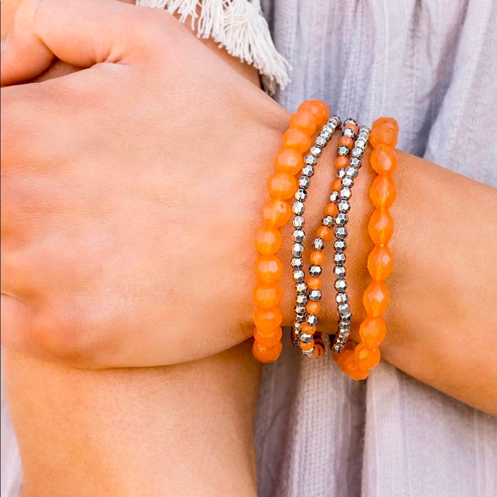 Orange and Silver Stretchy Bracelet!!